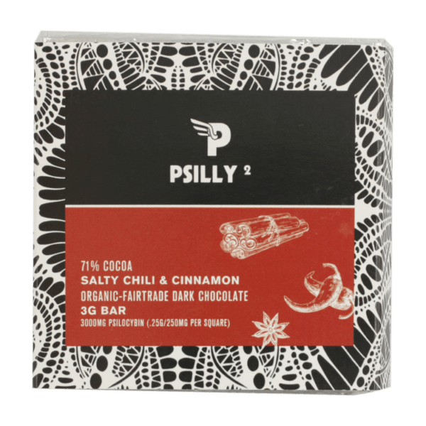 Psilly - Dark Chocolate Bar - Salty Chili & Cinnamon | Organic Shroom Canada