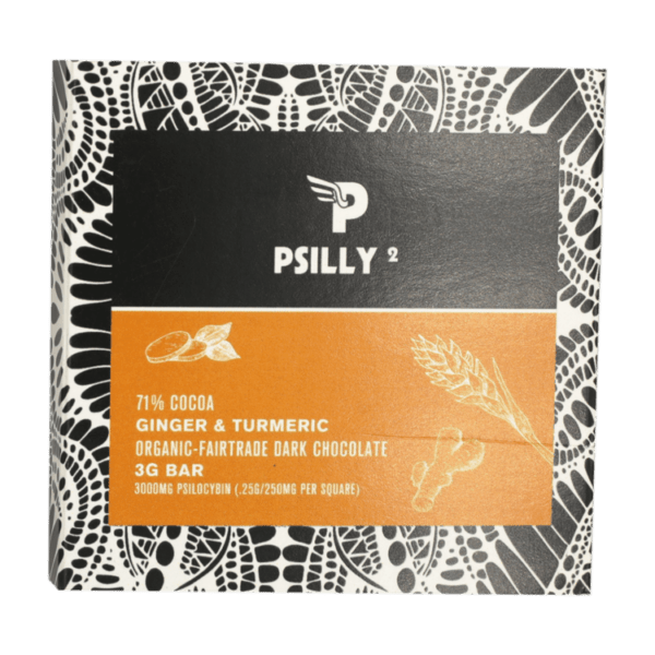 Psilly - Dark Chocolate Bar - Ginger & Turmeric | Organic Shroom Canada